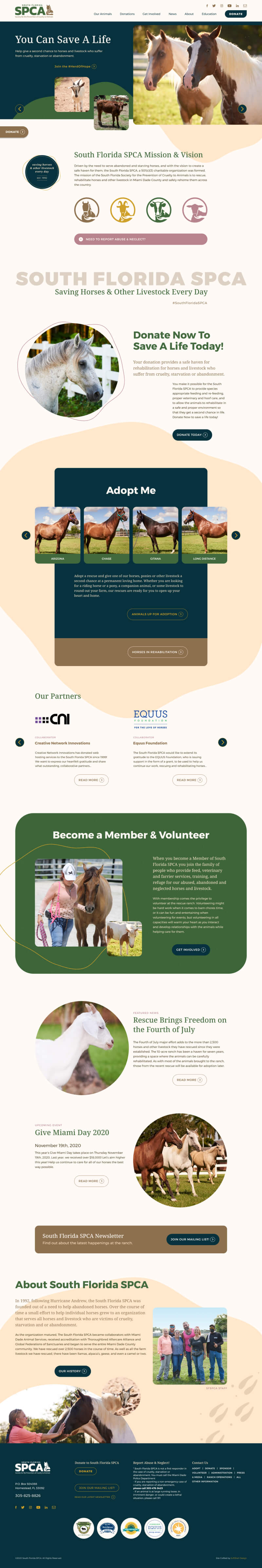 South Florida SPCA homepage desktop
